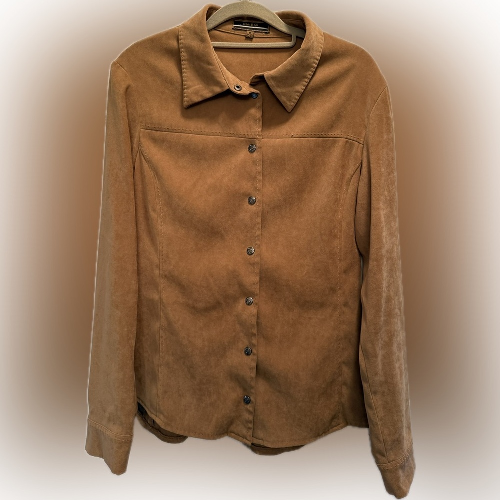 Tan Item&Co Vintage Jacket Classic Shirt-Style Collar